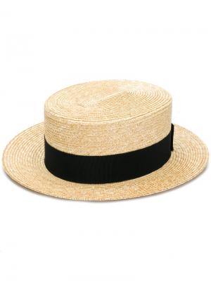 Соломенная шляпа-канотье Prada. Цвет: none