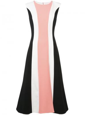 Платье-миди в стиле колор-блок Christian Siriano. Цвет: розовый и фиолетовый