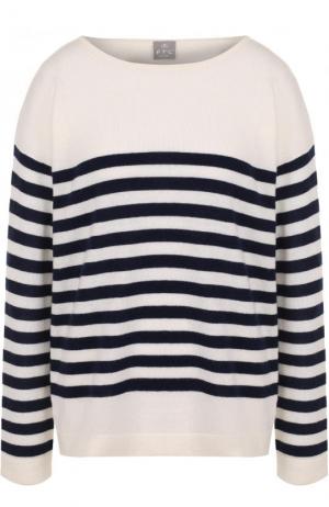Кашемировый пуловер в полоску с круглым вырезом FTC. Цвет: черно-белый