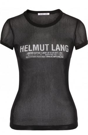 Перфорированная футболка с круглым вырезом и логотипом бренда Helmut Lang. Цвет: черный