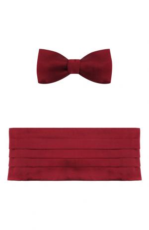 Комплект из шелкового галстука-бабочки и камербанда Van Laack. Цвет: бордовый