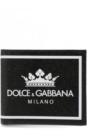 Кожаное портмоне с принтом и отделениями для кредитных карт Dolce & Gabbana. Цвет: черный