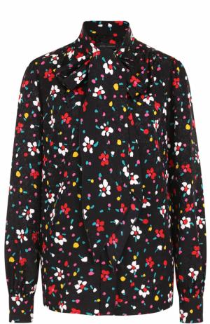 Шелковая блуза с принтом и воротником аскот Marc Jacobs. Цвет: черный