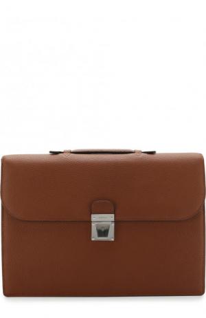 Кожаный портфель с клапаном Serapian. Цвет: светло-коричневый