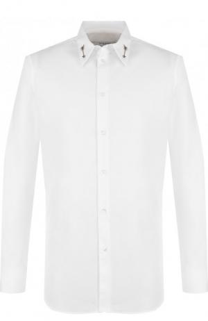 Хлопковая сорочка с отделкой на воротнике Givenchy. Цвет: белый