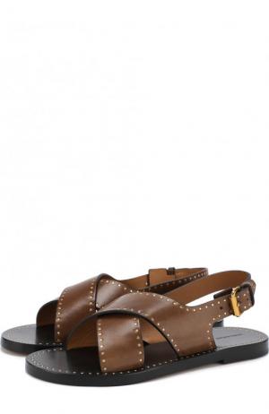 Кожаные сандалии с заклепками Isabel Marant. Цвет: коричневый