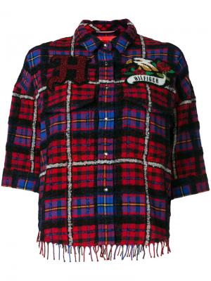 Рубашка мешковатого кроя в шотландскую клетку с бахромой Hilfiger Collection. Цвет: многоцветный