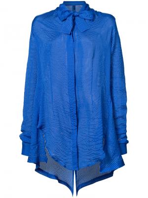 Полосатая блузка с бантом на шее Unravel Project. Цвет: синий