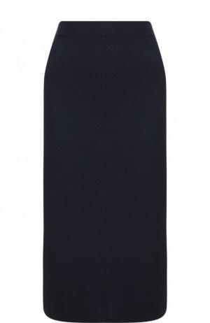 Однотонная шерстяная юбка-миди с эластичным поясом Cruciani. Цвет: темно-синий