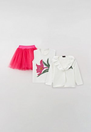 Жакет, блуза и юбка Pink Kids. Цвет: разноцветный