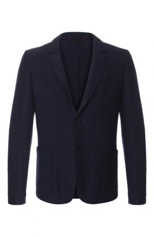 Однобортный пиджак из смеси шерсти и вискозы HUGO. Цвет: темно-синий