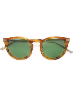 Солнцезащитные очки с круглой оправой Bottega Veneta Eyewear. Цвет: коричневый