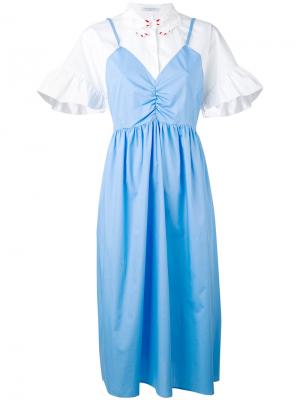 Платье-рубашка с многослойным эффектом Vivetta. Цвет: синий