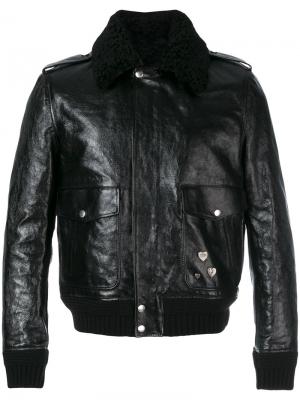 Куртка-бомбер с заклепками Saint Laurent. Цвет: чёрный
