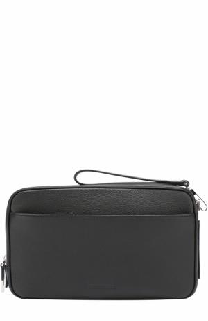 Кожаная борсетка с внешним карманом на молнии Dior. Цвет: черный
