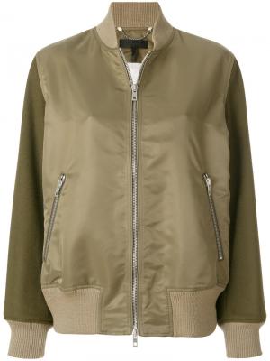 Куртка-бомбер с контрастными рукавами Rag & Bone. Цвет: зелёный