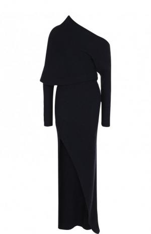 Вязаное платье-макси с высоким разрезом Roberto Cavalli. Цвет: темно-синий