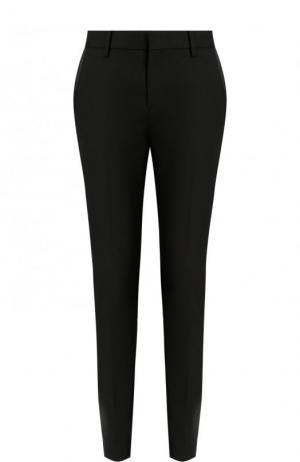 Шерстяные укороченные брюки с карманами Saint Laurent. Цвет: черный