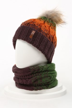 Комплект: шапка, снуд, варежки SAVA MARI. Цвет: зеленый