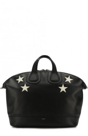 Кожаная дорожная сумка Nightingale с плечевым ремнем Givenchy. Цвет: черный