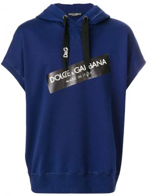 Пуловер с капюшоном и логотипом Dolce & Gabbana. Цвет: синий