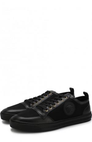 Комбинированные кеды на шнуровке Versace. Цвет: черный