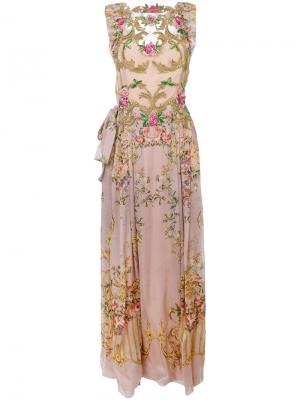 Плиссированное платье с цветочной вышивкой Alberta Ferretti. Цвет: многоцветный