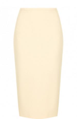 Однотонная юбка-карандаш из шерсти Michael Kors Collection. Цвет: бежевый