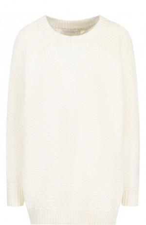 Однотонный хлопковый пуловер с круглым вырезом See by Chloé. Цвет: белый