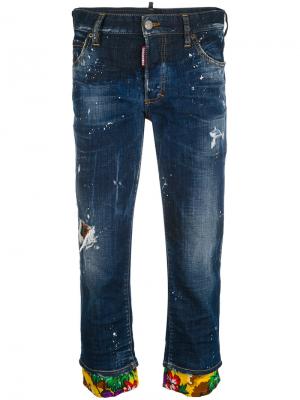 Укороченные джинсы-бойфренды Dsquared2. Цвет: синий