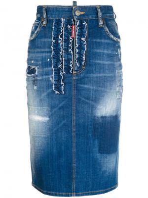 Джинсовая юбка-карандаш Dsquared2. Цвет: синий