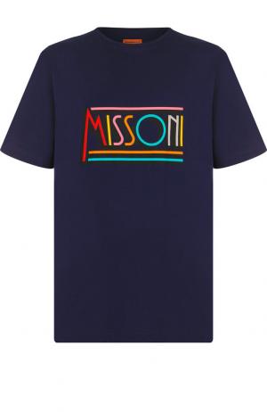 Хлопковая футболка с принтом Missoni. Цвет: синий