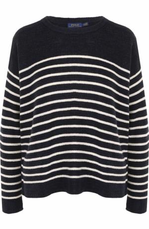 Вязаный пуловер свободного кроя в полоску Polo Ralph Lauren. Цвет: синий