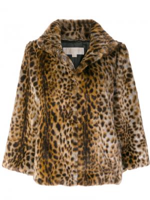 Меховая куртка с леопардовым принтом Michael Kors. Цвет: коричневый