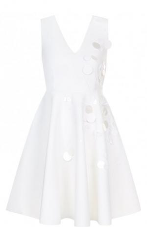 Однотонное мини-платье с декоративной отделкой MSGM. Цвет: белый