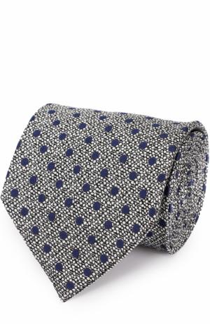 Шелковый галстук с узором Ermenegildo Zegna. Цвет: синий