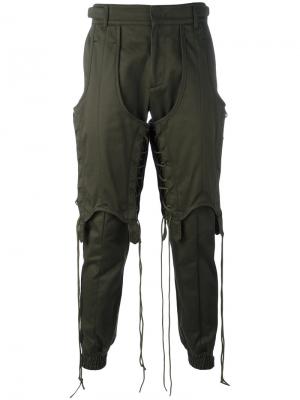 Трикотажные брюки со шнуровкой Juun.J. Цвет: зелёный