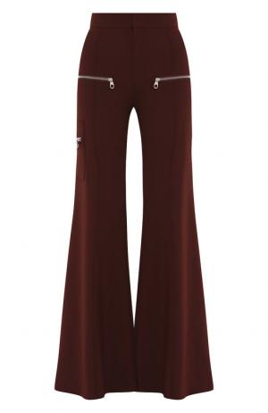 Расклешенные шерстяные брюки с декоративными молниями Chloé. Цвет: бордовый
