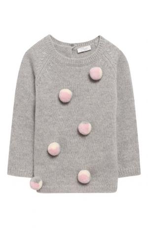 Шерстяной пуловер с помпонами Il Gufo. Цвет: серый