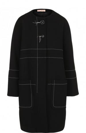 Пальто с накладными карманами и контрастной прострочкой Marni. Цвет: черный