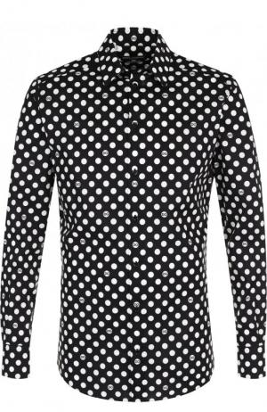 Хлопковая рубашка с принтом Dolce & Gabbana. Цвет: черно-белый