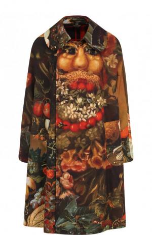 Двубортное пальто свободного кроя с принтом Comme des Garcons. Цвет: разноцветный