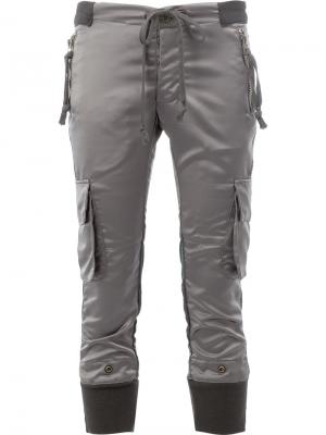 Укороченные брюки карго Greg Lauren. Цвет: серый