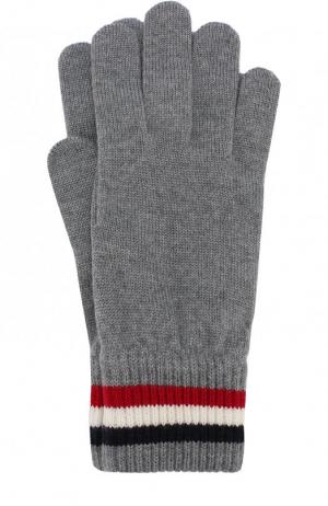 Шерстяные перчатки Moncler. Цвет: темно-серый