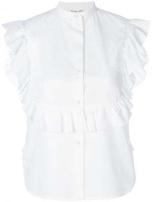 Рубашка без рукавов с оборчатой манишкой Helmut Lang. Цвет: белый