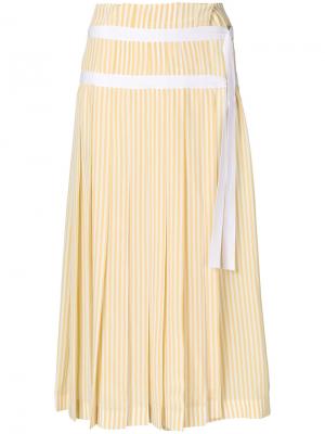 Плиссированная юбка с узором в полоску Joseph. Цвет: жёлтый и оранжевый