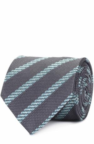 Шелковый галстук в полоску Brioni. Цвет: серый