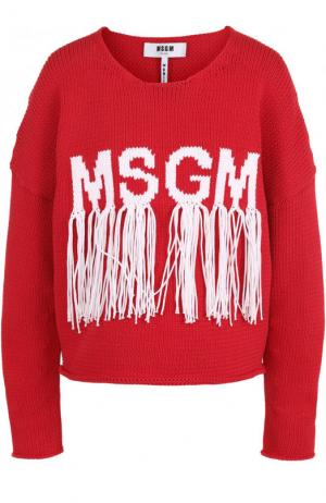 Пуловер с логотипом бренда и бахромой MSGM. Цвет: красный
