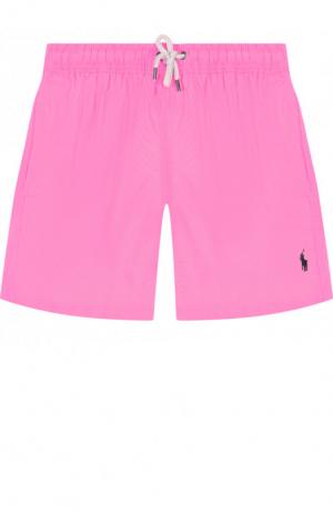Плавки-шорты с логотипом бренда Polo Ralph Lauren. Цвет: розовый