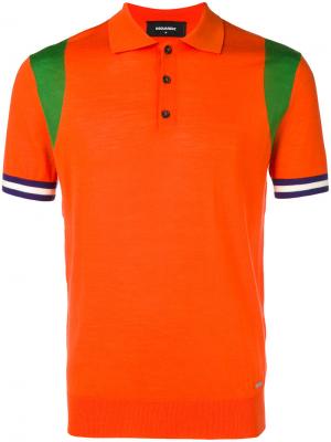 Рубашка-поло с контрастной отделкой Dsquared2. Цвет: жёлтый и оранжевый